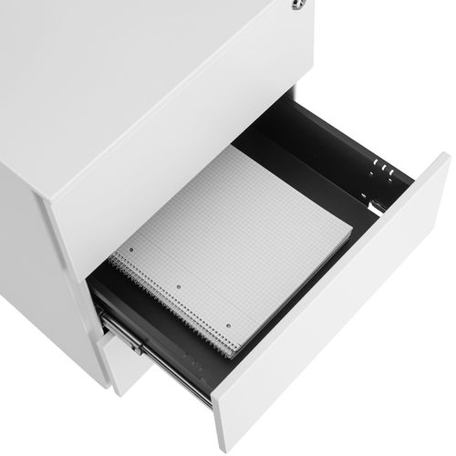 Caisson De Bureau à Roulettes En Acier Avec 3 Tiroirs à Clés Blanc