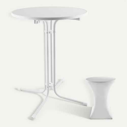 Par Pièce Table Haute Eren En Acier Enduit De Poudre Blanc