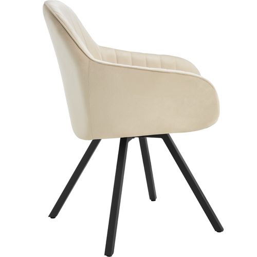 Chaise Pivotante à 360° Avec Accoudoirs En Velours Rembourrée Crème