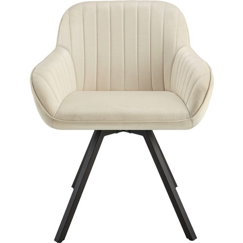 Chaise Pivotante à 360° Avec Accoudoirs En Velours Rembourrée Crème