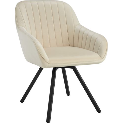 Chaise Pivotante à 360° Avec Accoudoirs En Velours Rembourrée Crème