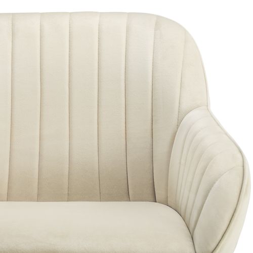 Chaise Pivotante à 360° Avec Accoudoirs En Velours Rembourrée Crème