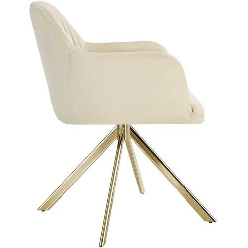 Chaise Pivotante En Velours Lona En Acier Enduit De Poudre Crème/or