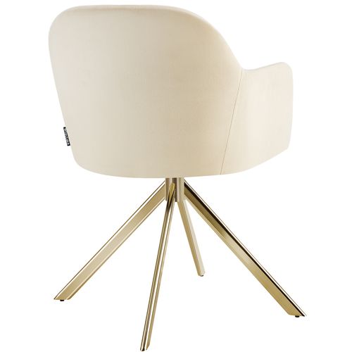 Chaise Pivotante En Velours Lona En Acier Enduit De Poudre Crème/or