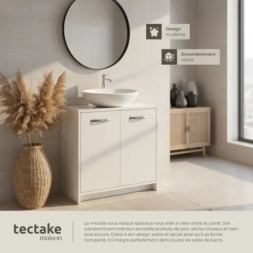 Meuble Sous-lavabo Spacieux Avec Capacité De Charge De 20 Kg Blanc