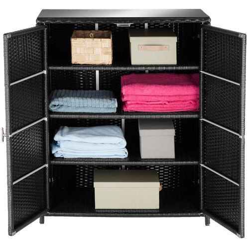 Armoire De Jardin En Rotin Cadre En Aluminium Avec 4 Compartiments