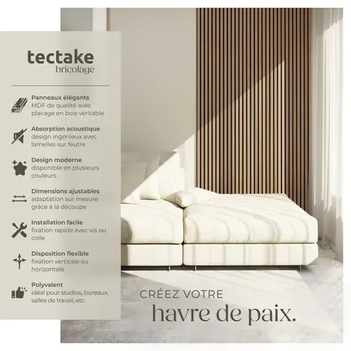 Panneaux Acoustiques Aspect Bois Chêne 120x60cm Absorption Sonore Design Scandinave