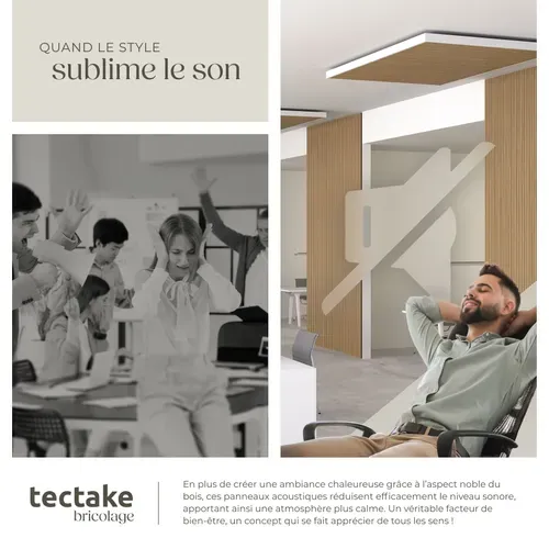 Panneaux Acoustiques Aspect Bois Chêne 120x60cm Absorption Sonore Design Scandinave
