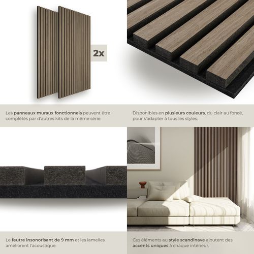 Panneaux Acoustiques Sonic Wall En Bois Mdf Chêne Foncé