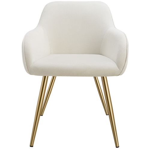 Lot De 2 Chaise De Salle À Manger Marilyn En Polyester, Acier Crème/or