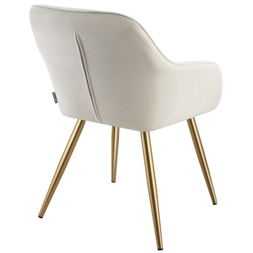 Lot De 2 Chaise De Salle À Manger Marilyn En Polyester, Acier Crème/or
