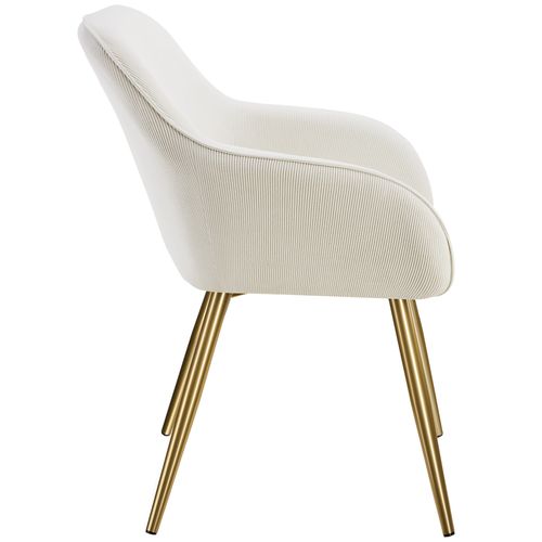 Lot De 2 Chaise De Salle À Manger Marilyn En Polyester, Acier Crème/or