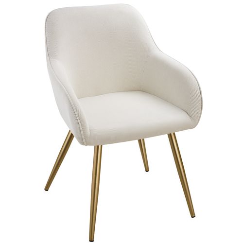 Lot De 2 Chaise De Salle À Manger Marilyn En Polyester, Acier Crème/or