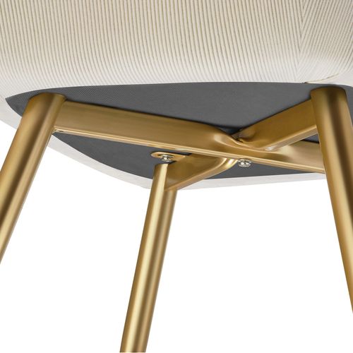 Lot De 2 Chaise De Salle À Manger Marilyn En Polyester, Acier Crème/or