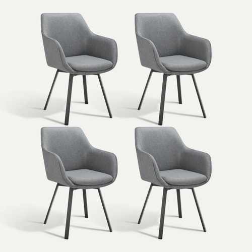 Lot De 4 Chaise Pivotante À Accoudoirs Alicon En Acier Enduit De Poudre/polyester Gris Anthracite