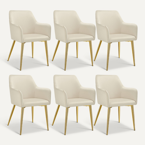 Lot De 6 Fauteuil Avane En Acier Enduit De Poudre Beige
