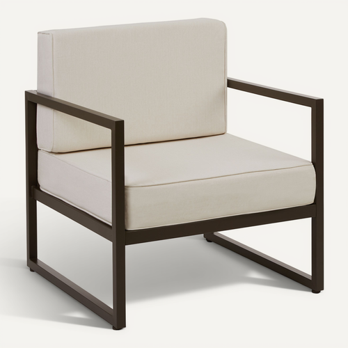 Par Pièce Fauteuil De Jardin Comosa En Acier Enduit De Poudre Marron/beige