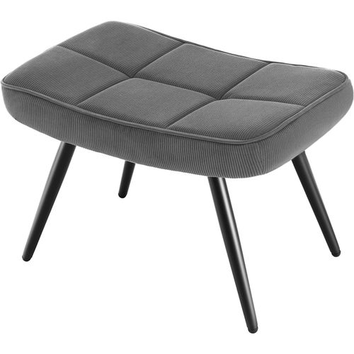 Fauteuil Hygge En Polyester, Acier Velours Côtelé Fin Anthracite/noir