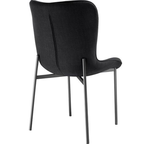 Lot 2 Chaises Rembourrées Tessa - Tissu Noir/noir