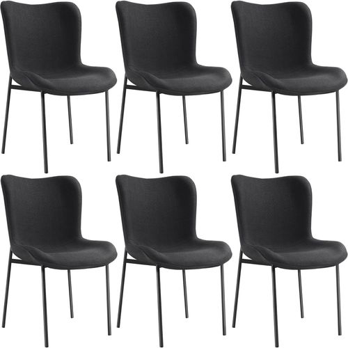 Lot 2 Chaises Rembourrées Tessa - Tissu Noir/noir