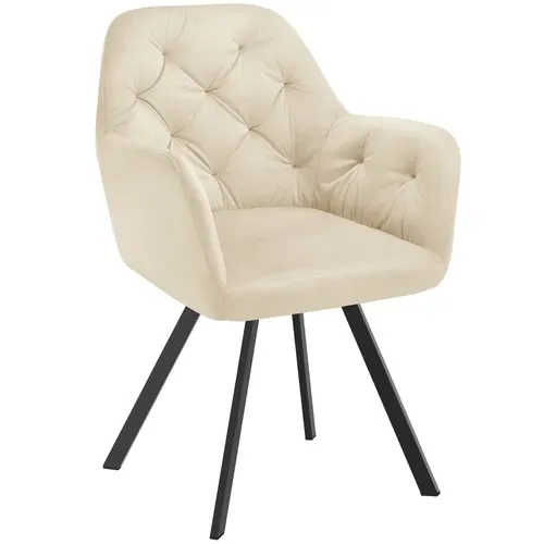 Lot De 6 Fauteuil Pivotant En Velours Avec Accoudoirs Lucia En Polyester, Acier Crème