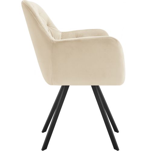 Lot De 6 Fauteuil Pivotant En Velours Avec Accoudoirs Lucia En Polyester, Acier Crème
