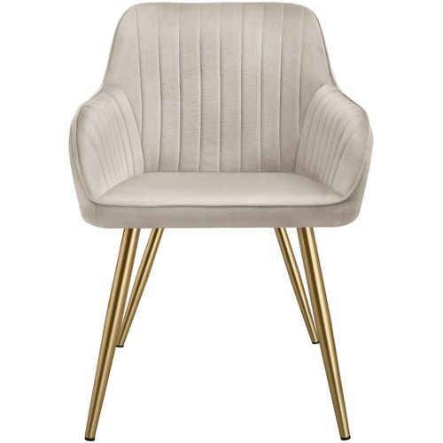 Lot De 4 Chaise De Salle À Manger Marilyn En Polyester, Acier Taupe/or