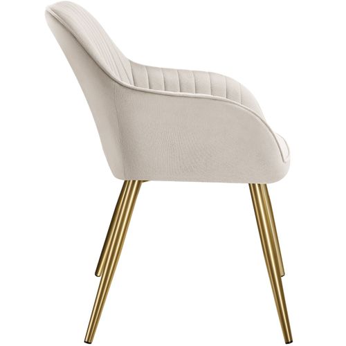 Lot De 4 Chaise De Salle À Manger Marilyn En Polyester, Acier Taupe/or