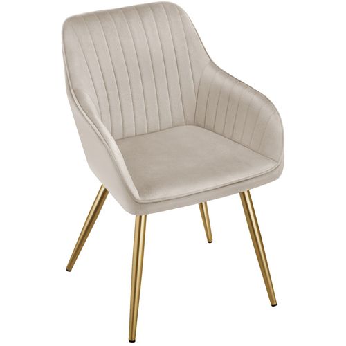 Lot De 4 Chaise De Salle À Manger Marilyn En Polyester, Acier Taupe/or