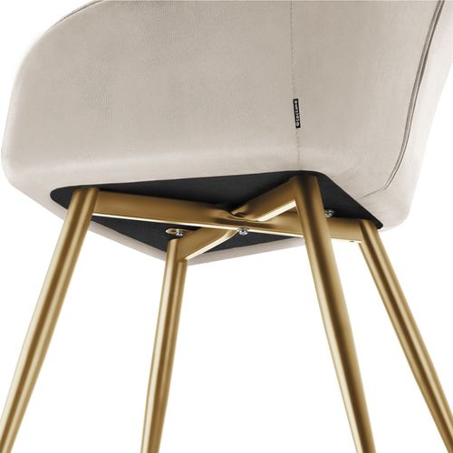 Lot De 4 Chaise De Salle À Manger Marilyn En Polyester, Acier Taupe/or