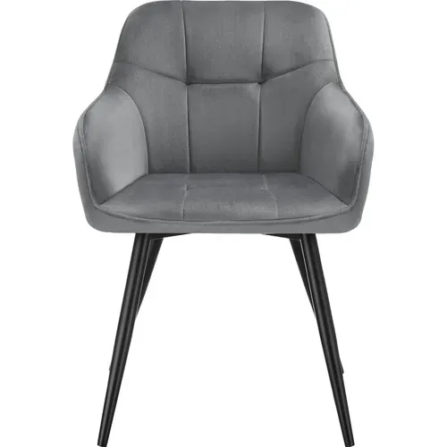 Lot De 6 Chaise De Salle À Manger Marilyn En Polyester, Acier Gris/noir