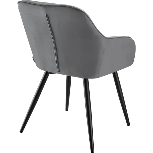Lot De 6 Chaise De Salle À Manger Marilyn En Polyester, Acier Gris/noir