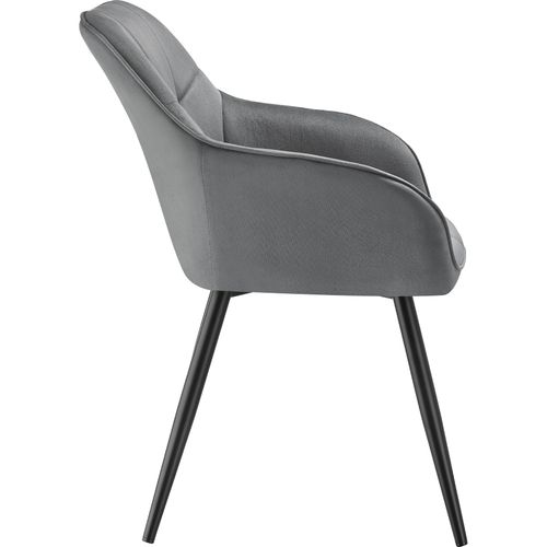 Lot De 6 Chaise De Salle À Manger Marilyn En Polyester, Acier Gris/noir