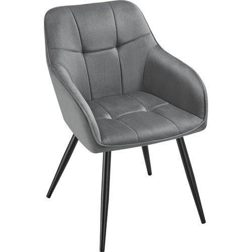 Lot De 6 Chaise De Salle À Manger Marilyn En Polyester, Acier Gris/noir