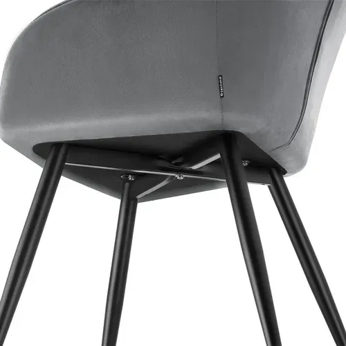 Lot De 6 Chaise De Salle À Manger Marilyn En Polyester, Acier Gris/noir
