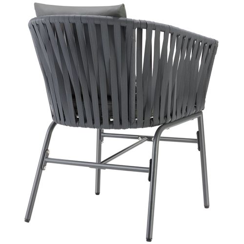 Ensemble De 2 Chaises Effet Corde Tressée Avec Housses Amovibles Gris