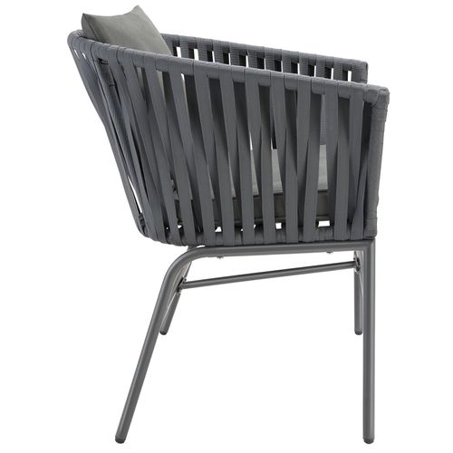 Ensemble De 2 Chaises Effet Corde Tressée Avec Housses Amovibles Gris