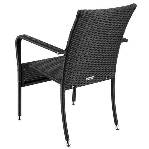 Lot De 2 Chaise En Résine Tressée Girona En Polyéthylène, Acier Noir