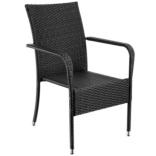 Lot De 2 Chaise En Résine Tressée Girona En Polyéthylène, Acier Noir