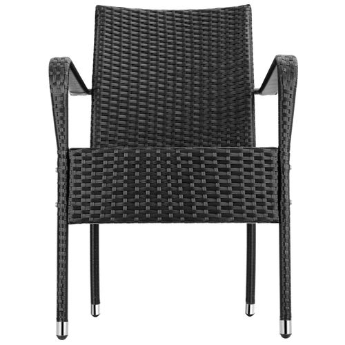 Lot De 2 Chaise En Résine Tressée Girona En Polyéthylène, Acier Noir