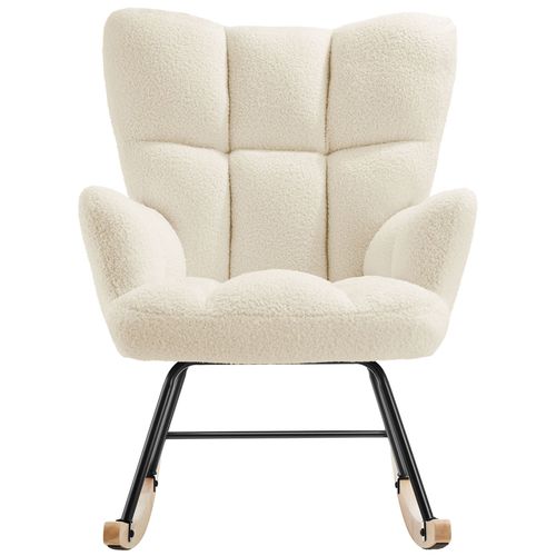 Fauteuil à Bascule Torve En Polyester, Acier Bouclé Beige