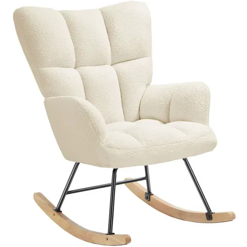 Fauteuil à Bascule Torve En Polyester, Acier Bouclé Beige