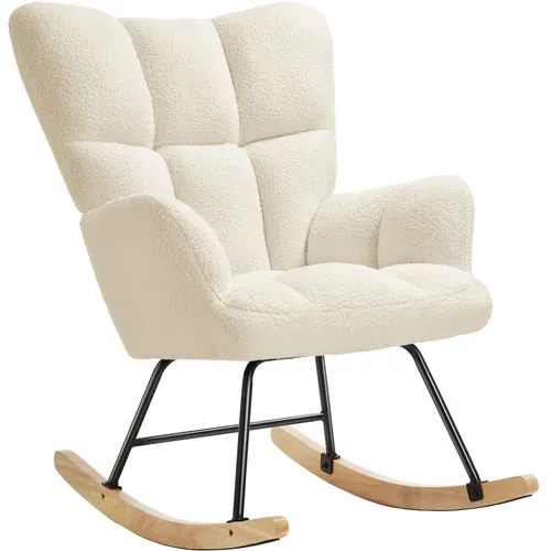 Fauteuil à Bascule Torve En Polyester, Acier Bouclé Beige