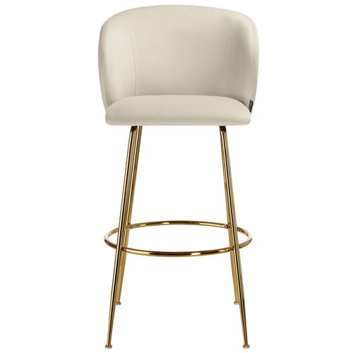 Lot 2 Tabourets De Bar Rembourrés Avec Dossier Aspect Velours Doré