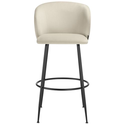 Lot 4 Tabourets De Bar Rembourrés Avec Dossier Aspect Velours Crème