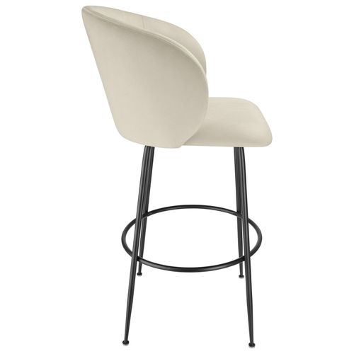 Lot 4 Tabourets De Bar Rembourrés Avec Dossier Aspect Velours Crème