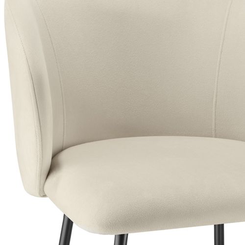 Lot 4 Tabourets De Bar Rembourrés Avec Dossier Aspect Velours Crème