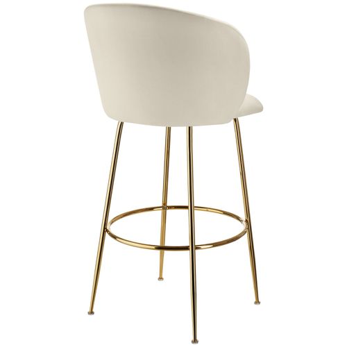 Lot 4 Tabourets De Bar Rembourrés Avec Dossier Aspect Velours Doré