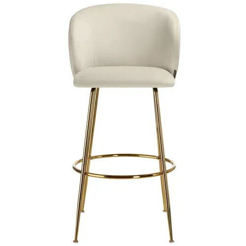 Lot 6 Tabourets De Bar Rembourrés Avec Dossier Aspect Velours Doré