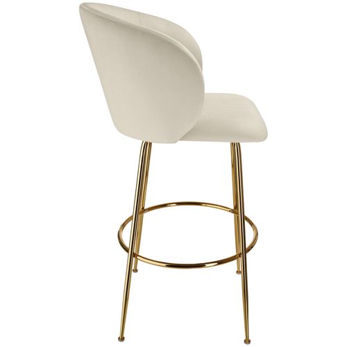Lot 6 Tabourets De Bar Rembourrés Avec Dossier Aspect Velours Doré